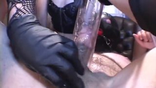 Femdom fingering ass and pumping cock