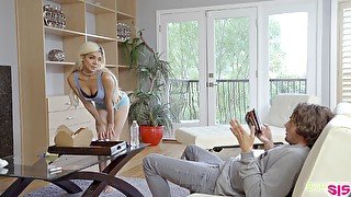 Blue eyed blonde Elizabeth Jolie is fucked by friend's elder brother