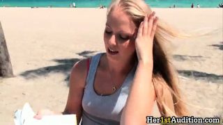 Slutty cute blond bitch jerks dude hard