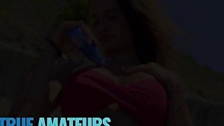 True Amateurs - Amateur Sativa rides big dick outdoors POV and sucks big cock