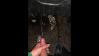 PISSING, JERKING, CUMMING Outdoors. HARD Uncut COCK Pee!