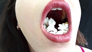 ASMR Sensually Eating Popcorn Sexy Mouth Close Up Fetish by Pretty MILF Jemma Luv