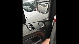 DICKFLASH IN THE TRUCK JERKING NEXT TO BIG TITTED GIRL