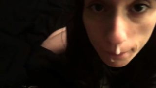 Naughty amateur teen uses her lovely lips to please a cock