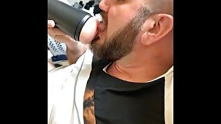 Hot bearded guy fucking pussy