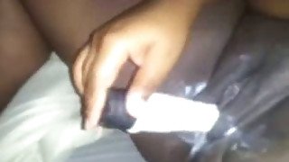 Creamy pussy of my ex ebony slutty GF is getting penetrated with a dildo