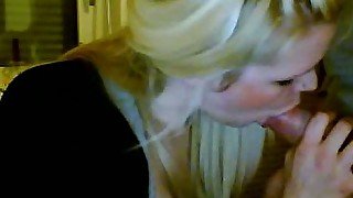 Amateur blonde webcam whore gives her man a blowjob