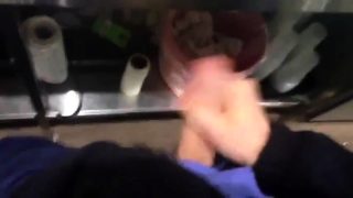 Risky Jerk Off at Work Cumming at the Bar