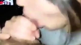 Dark haired girl drains fat guy till she gets mouth creampie