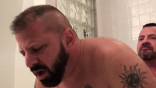 Inked top bear assfucking in the shower