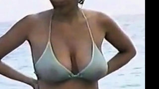 hot big tit mom at the beach