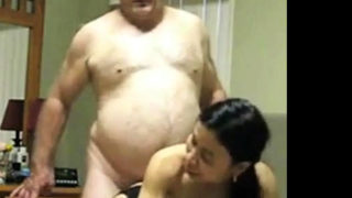 Chubby old guy fucks his slut