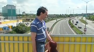 Brilliant blonde does not mind fucking outdoors at the bridge