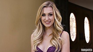 Tempting blonde Alexa Grace swallows big dick deepthroat and enjoys eating sperm