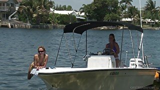 Mature cougar lesbian couple Prinzzess and Anita Dark on a yacht