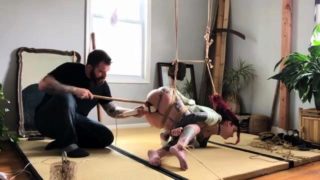 Tattooed wife gets restrained and drilled deep in every hole