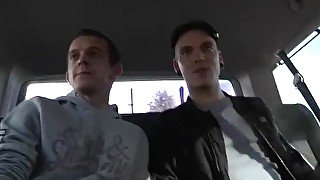 Dan Jenkins bangs with two skinny dick riders in the car