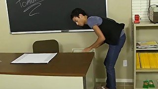 Latino student anal bred in classroom