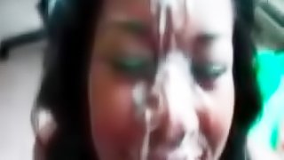 Huge facial on black amateur