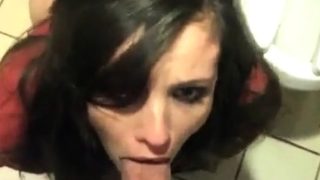 NASTY WHORE GOES ASS TO MOUTH IN BAR BATHROOM