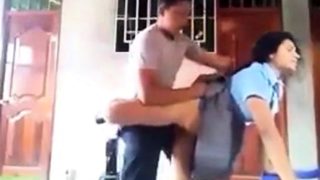 Police officer fucking school girl outdoor