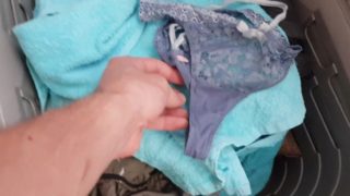 Worn dirty panties found in laundry from sis