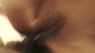 Hammering my wife's tight hairy pussy missionary style - POV