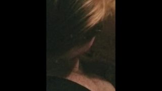 Chubby pink haired bitch with fat ass sucking cock *lower quality*