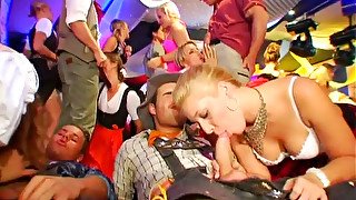 Drunk blonde guzzles dick in public and gets dirty fucked