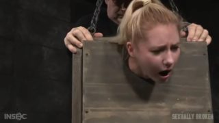 Obedient odette delacroix gets fucked from both ends sitting in a box