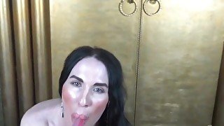 Solo Russian trans jerking her hard dick