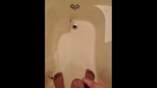 Jerking Off In Shower While GF Is In Bedroom