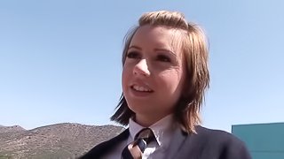 Girlish slut, Lexi Belle, plays an 18yearold schoolgirl, wearing a traditional school girl