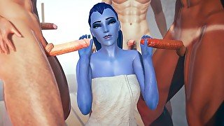 [OVERWATCH] Widowmaker gangbanged in the sauna 3D hentai
