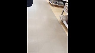 Step Mom Walking Naked in the Supermarket - Risky Flashing in Public