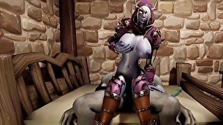 Nightelf Rides a Werewolf in her dungeon  Warcraft Parody