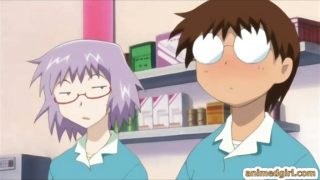 Her big floppy anime tits squirt milk as she rides cock