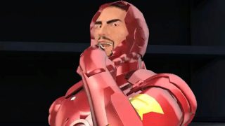 3D cartoon brunette babe getting fucked by Iron Man