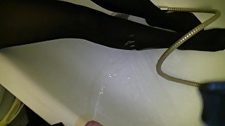 Pee / pissing ON STOCKINGS and FOOT / LEGS