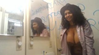 Enticing buxomy black Gaia Monroe in real amateur porn video