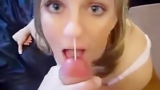 A compilation of girls all eager to have their faces sprayed with hot cum.