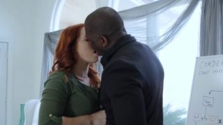 Big booty redhead gets a deep black dicking at work