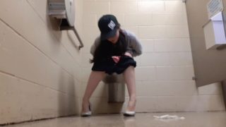 Desperate Piss In City Park Restroom