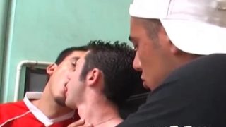 Young Euro voyeur fucks hard with jock teammates to cum