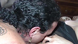 Squirty depraved wife gets cumshot in her mouth in real orgy