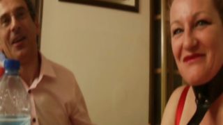 French mature Diane gangbanged in the kitchen