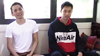 Massively Tall Chinese Asian Top Fucks His Asian Bottom At Home And Both Shoot Impressive Cum Loads