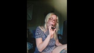 Removes Roman knee high sandals while masturbating, cums after licking shoe