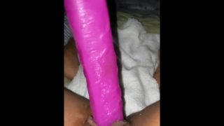 MIXED SLUT with a double sided dildo pounds pussy