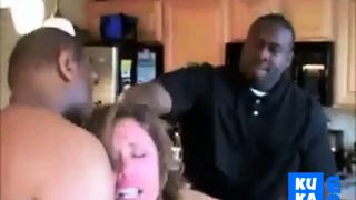 Girl in Heels Getting Spit Roasted by BBC In The Kitchen